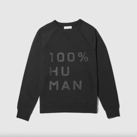 Everlane The 100% Human Typography Sweatshirt - Unisex Size Small Black on Black - Picture 1 of 10